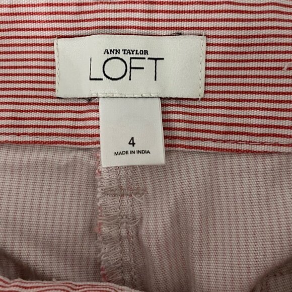 Loft Pin Stripe Red Bermuda Preppy Shorts, Size 4 - Picture 7 of 8